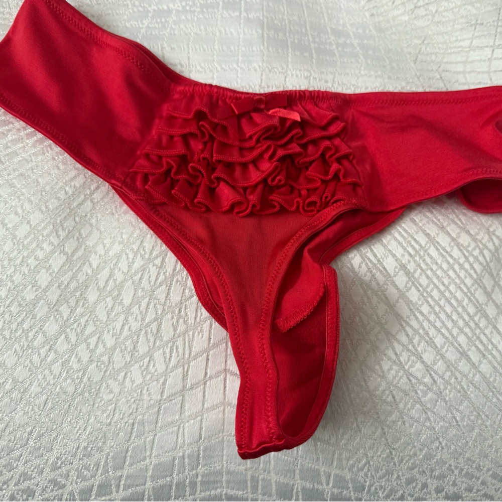 Red Ruffled Bikini Bottom
